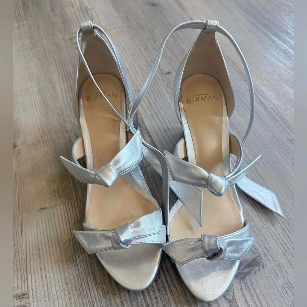 Alexandre Birman silver wedge size 37